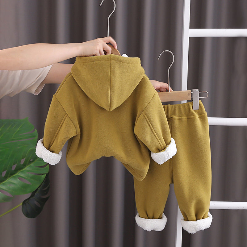 Boys Green Hooded Jacket with Sweatpants Set Sets