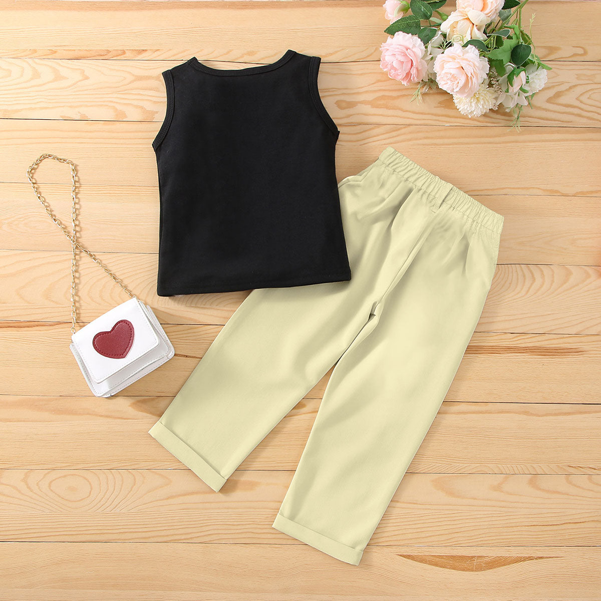 Girls Sleeveless Tank Top With Pants Sets