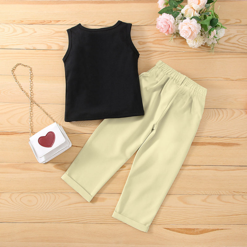 Girls Sleeveless Tank Top With Pants Sets