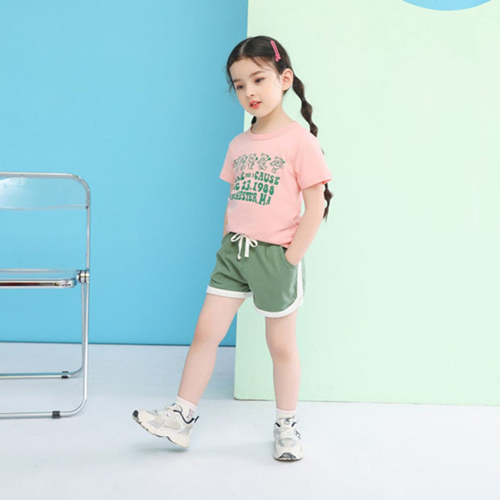 Girls Green Solid Color Hot Shorts Shorts Green 1-2 Y 