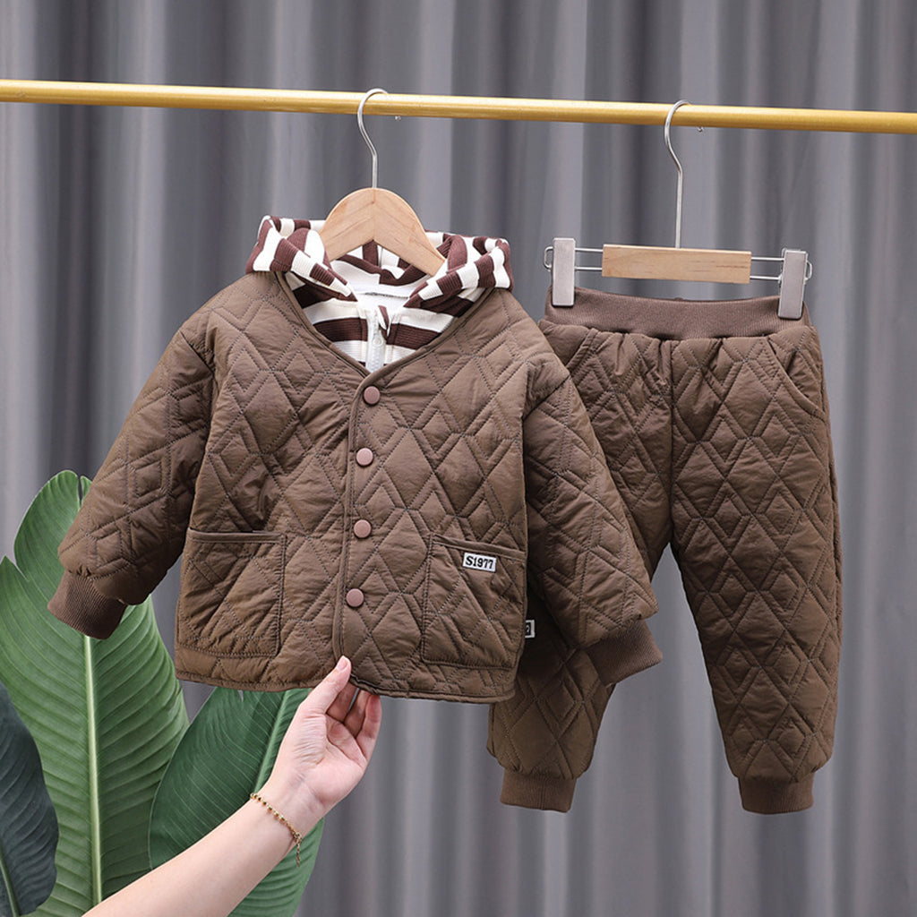 Boys Quilted Jacket with Pyjamas Set