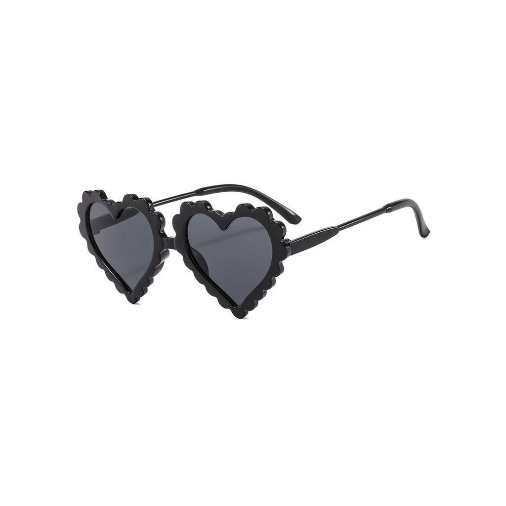 Girls Black Heart Shape Sunglasses Accessories black Onesize 