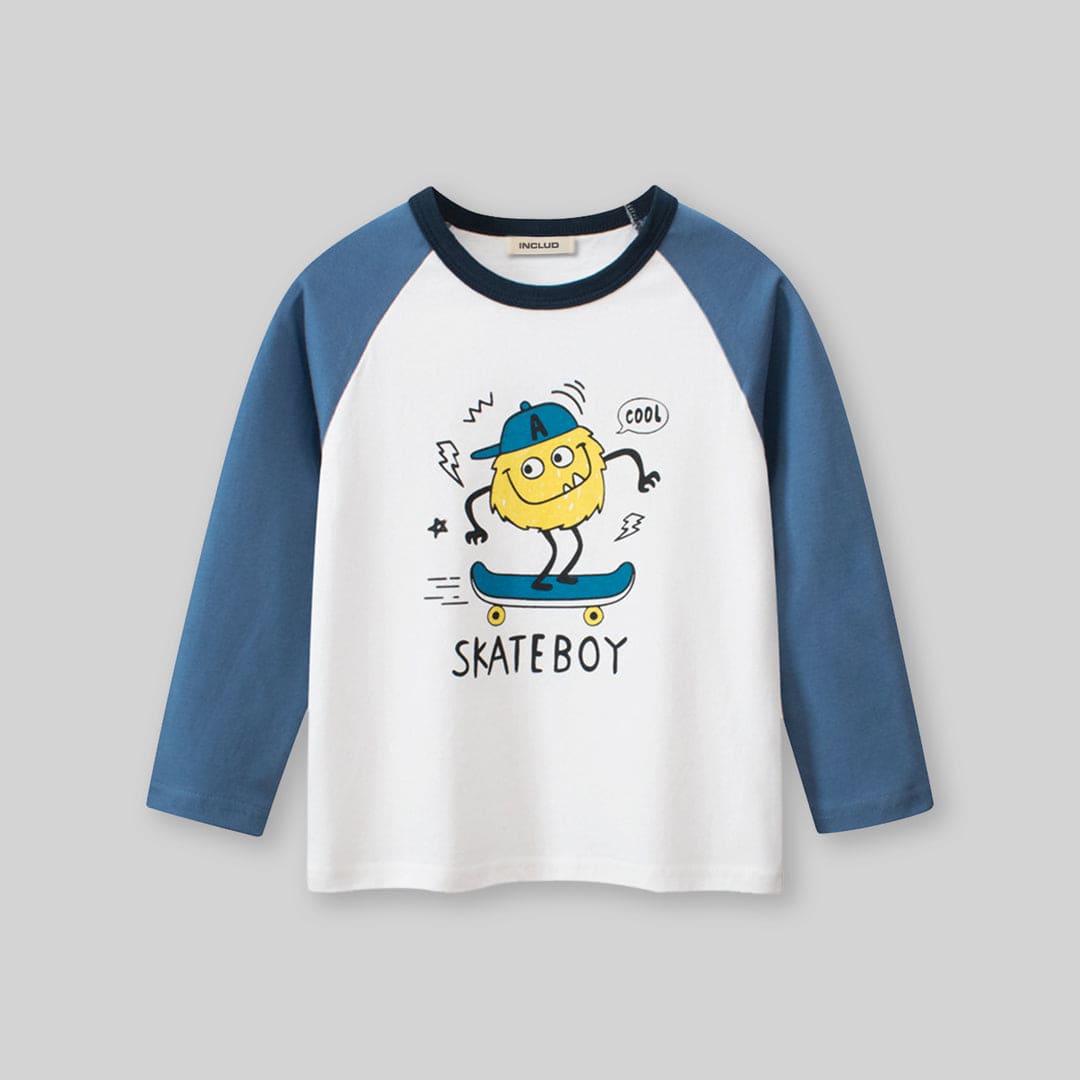 Boys Cartoon Print Raglan Sleeves T-shirt Tshirts   