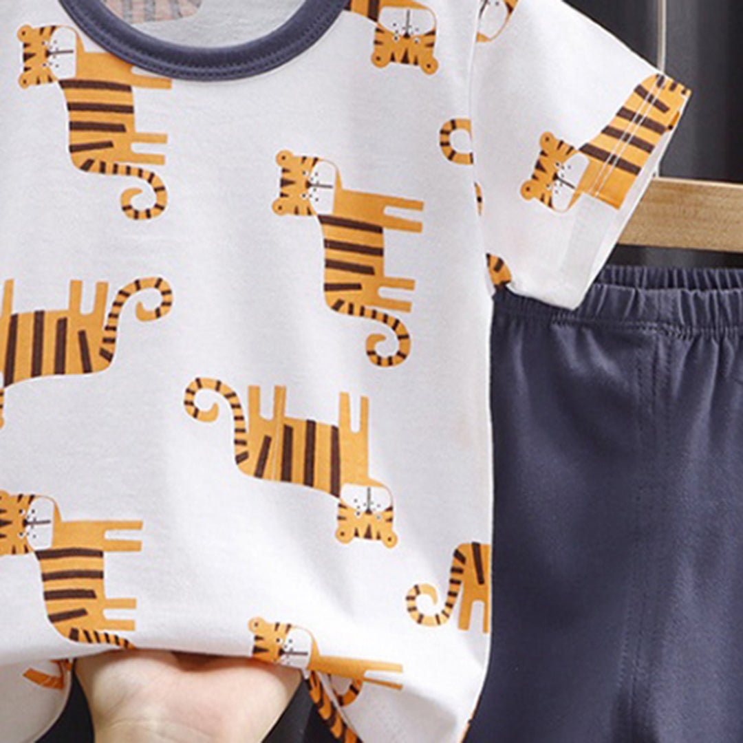 Boys Knitted White Printed 2 Piece Sets Sets   