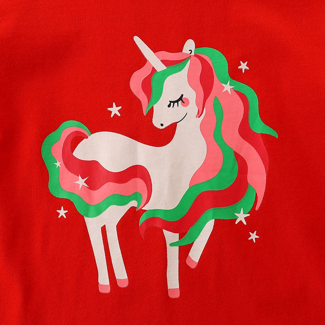 Girls Unicorn Print T-shirt Tshirts   