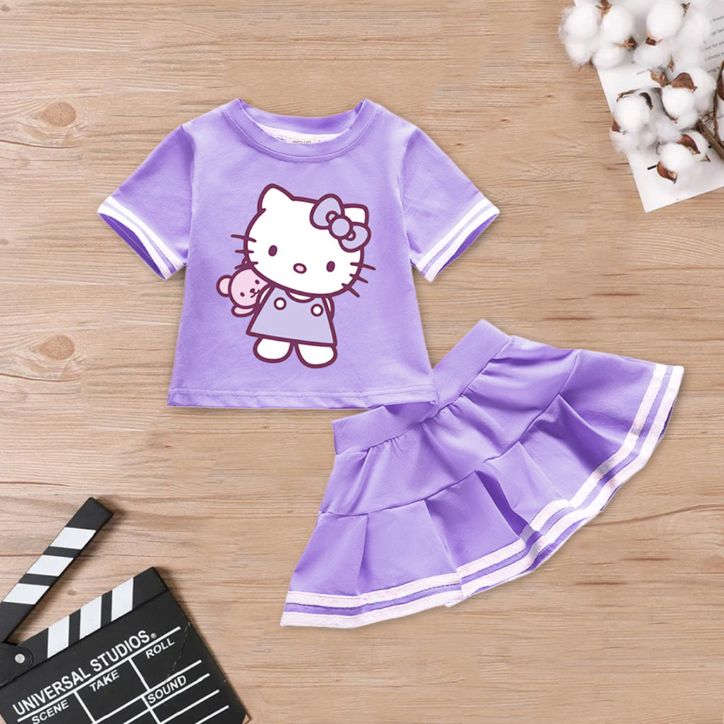Girls Hello Kitty Short Sleeve Top With Skirts