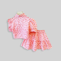 Girls Printed Tie Knot Top with Skirt Sets