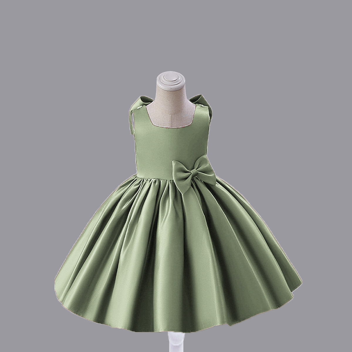 Girls Green Bow Applique Party Wear Dress Party Dresses Green 1-2 Y