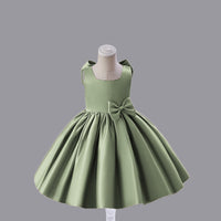 Girls Green Bow Applique Party Wear Dress Party Dresses Green 1-2 Y