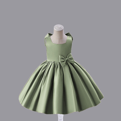 Girls Green Bow Applique Party Wear Dress Party Dresses Green 1-2 Y