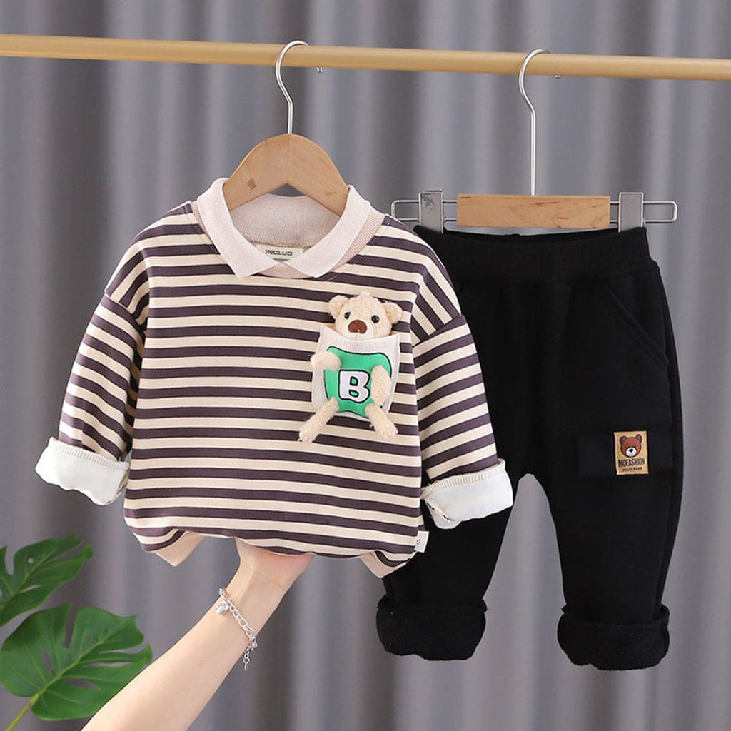 Boys Striped Polo T-shirt with Joggers Set