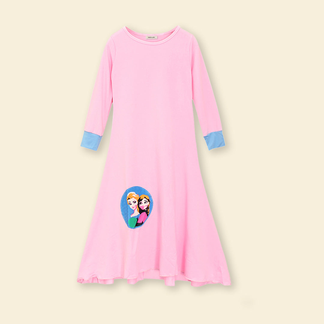 Girls Long Sleeve Dress With Head Scarf Casual Dresses   