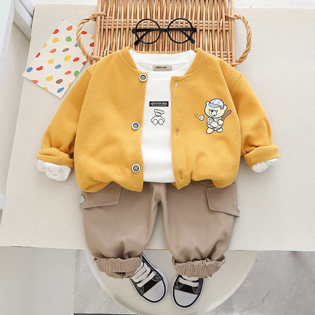 Boys T-shirt with Cardigan & Trousers Set Sets Orange 1-2 Y 