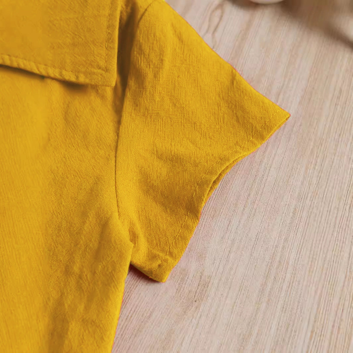 Girls Yellow Camisole Top With Crop Shirt & Shorts Set Sets