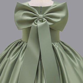 Girls Green Bow Applique Party Wear Dress Party Dresses