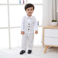 Boys Striped Waistcoat Mock Shirt With Trousers Set 2 pc. Sets White 1-2 Y 