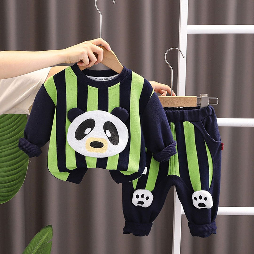 Boys Striped Panda Sweatshirt with Joggers Set