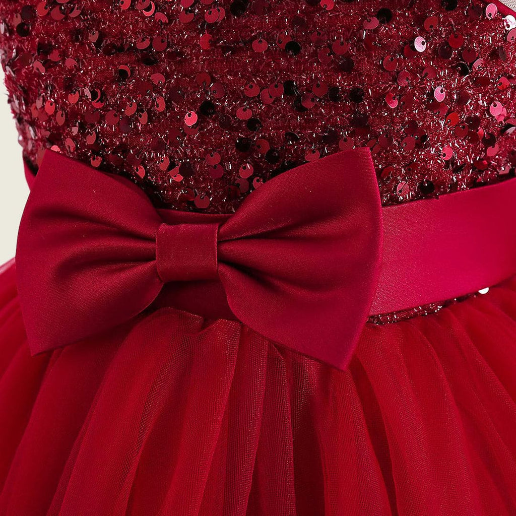 Girls Cape Sleeve Sequined Party Wear Dress Party Dresses   