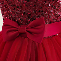 Girls Cape Sleeve Sequined Party Wear Dress Party Dresses   
