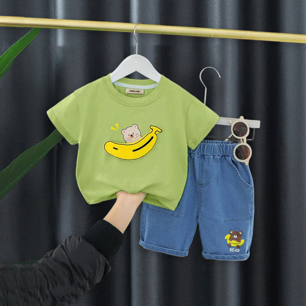 Boys Banana Patch T-shirt with Denim Shorts Set