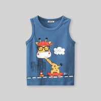 Boys Cartoon Graphic Round Neck Vest Tshirts   