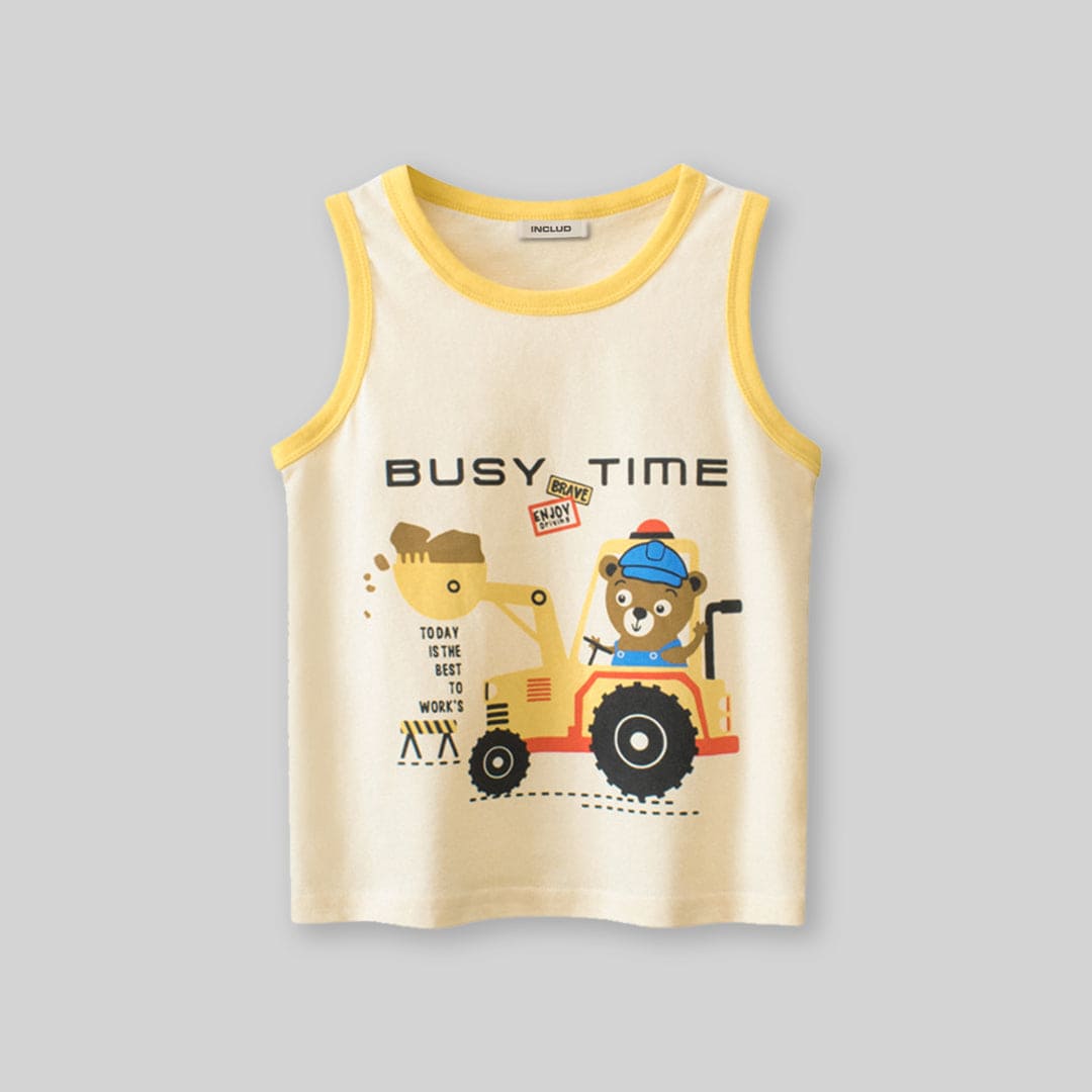 Boys Round Neck Cartoon Graphic Vest Tshirts   