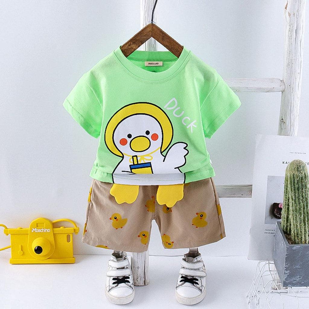 Boys Printed T-shirt with Shorts Set Sets Green 1-2 Y 