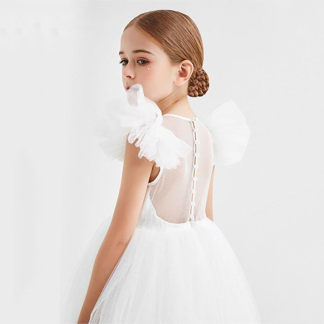 Girls Solid Tulle Party Dress Party Dresses   