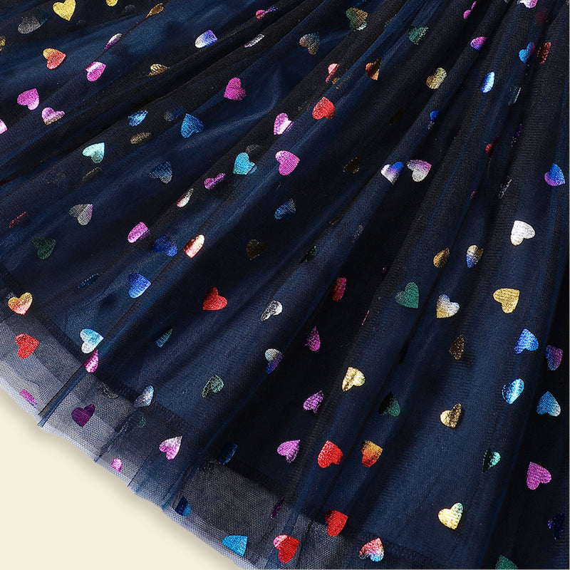 Girls Unicorn Print Tulle Overlay Casual Dress Casual Dresses   