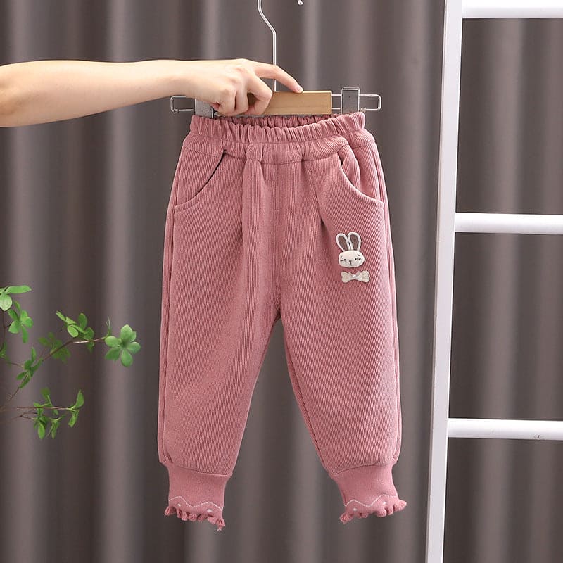 Girls Pink Bunny Patchwork Knitted Trouser Trackpants & Joggers Pink 1-2 Y 