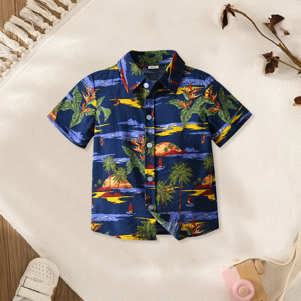 Beach Print Half Sleeves Shirt