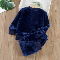 Boys Navy Velveteen Sweatshirt & Joggers Set Winterwear Sets   