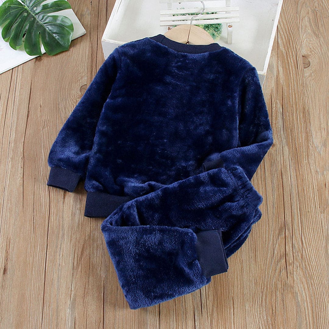 Boys Navy Velveteen Sweatshirt & Joggers Set Winterwear Sets   