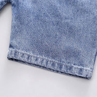 Boys Black Striped Polo T-shirt with Denim Dungaree Set Sets