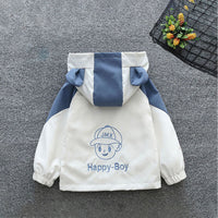 Boys Blue Cute Boy Printed Front Open Trendy Fashion Jacket Coats & Jackets