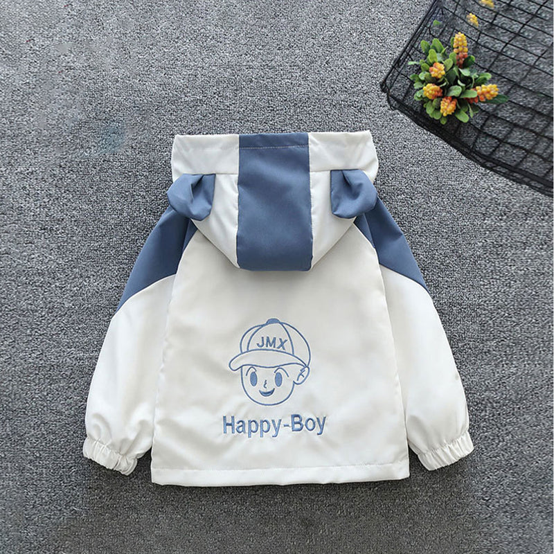 Boys Blue Cute Boy Printed Front Open Trendy Fashion Jacket Coats & Jackets