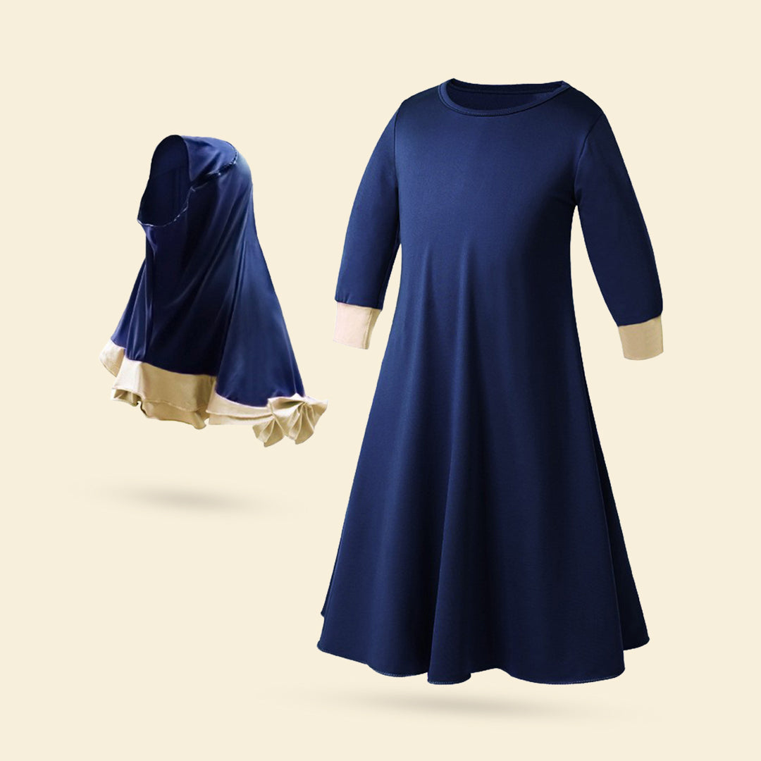 Girls Long Sleeve Dress With Head Scarf Casual Dresses   