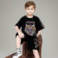 Boys Printed T-shirt with Shorts Set Sets Black 4-5 Y 