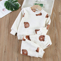 Girls Brown Fleece Sweatshirt with Joggers Set Winterwear Sets   