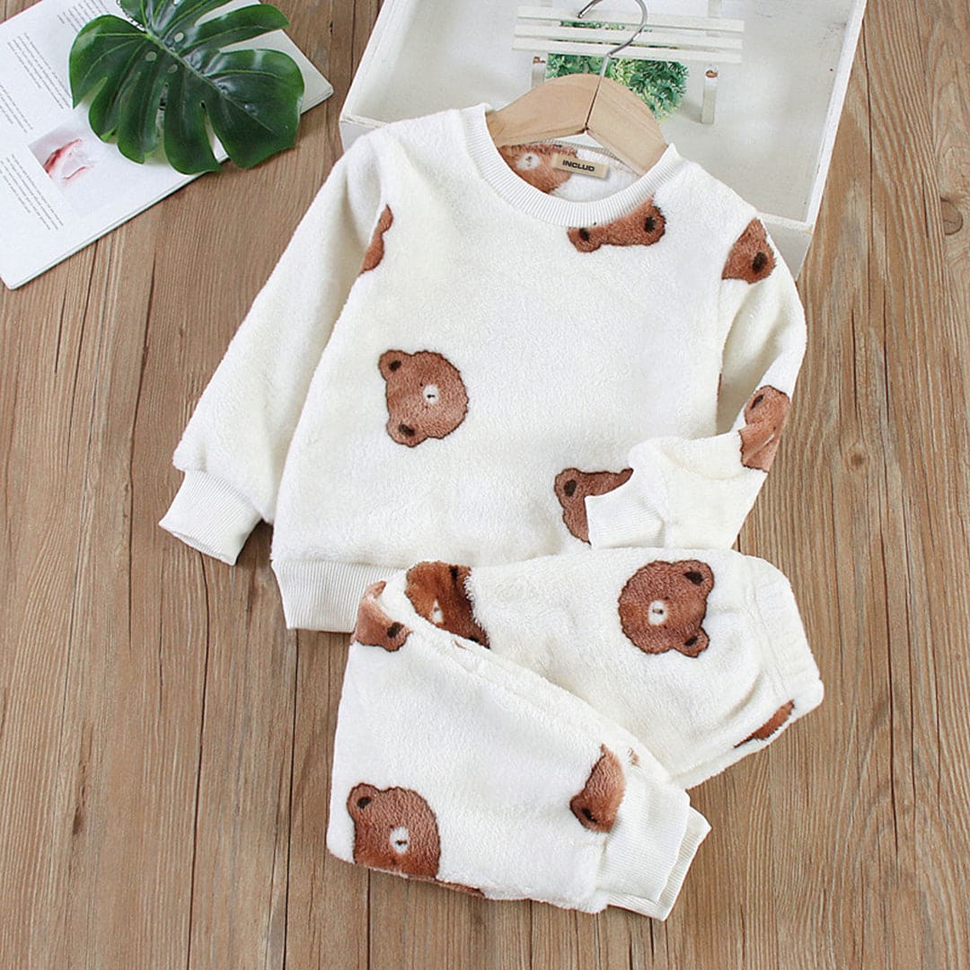 Girls Brown Fleece Sweatshirt with Joggers Set Winterwear Sets   