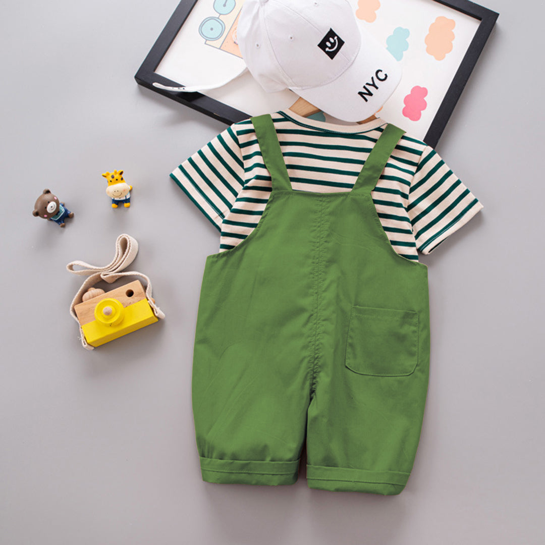 Boys Striped T-shirt with Dungaree Set Sets   