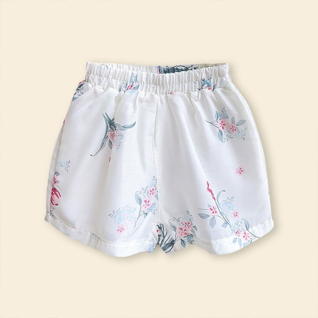 Girls Sleeveless Floral Print Top With Elasticated Shorts Sets   