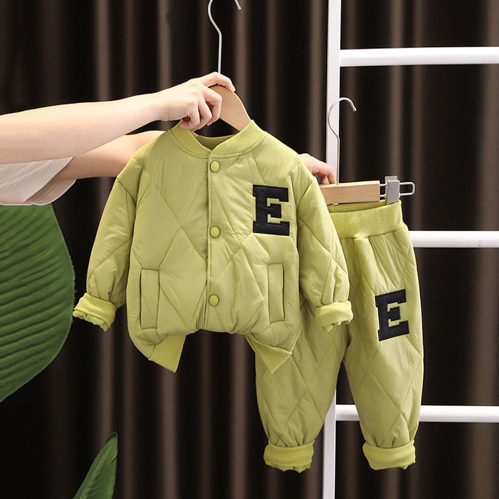 Boys Quilted Jacket with Trouser Set Sets Light Green 1-2 Y 