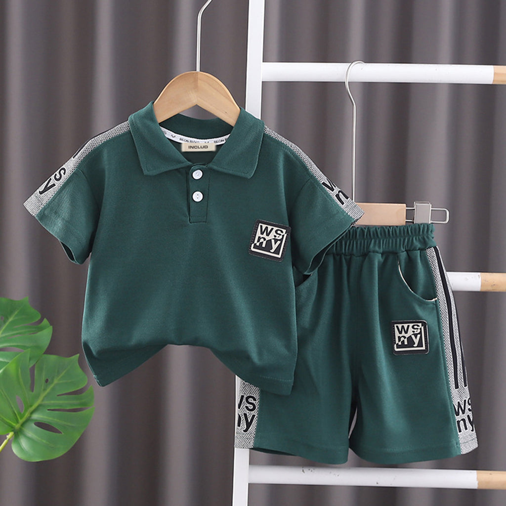 Boys Short Sleeve Polo T-Shirt With Knitted Shorts
