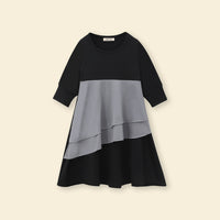 Girls Long Sleeve Colorblocked Dress With Head Scarf Casual Dresses   