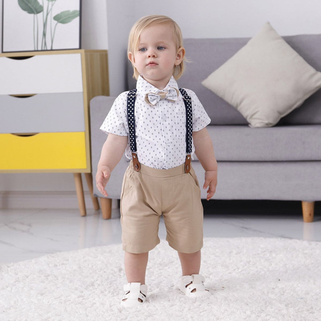 Boys Shirt with Bow & Short Suspender Set Sets Style 2 1-2 Y 