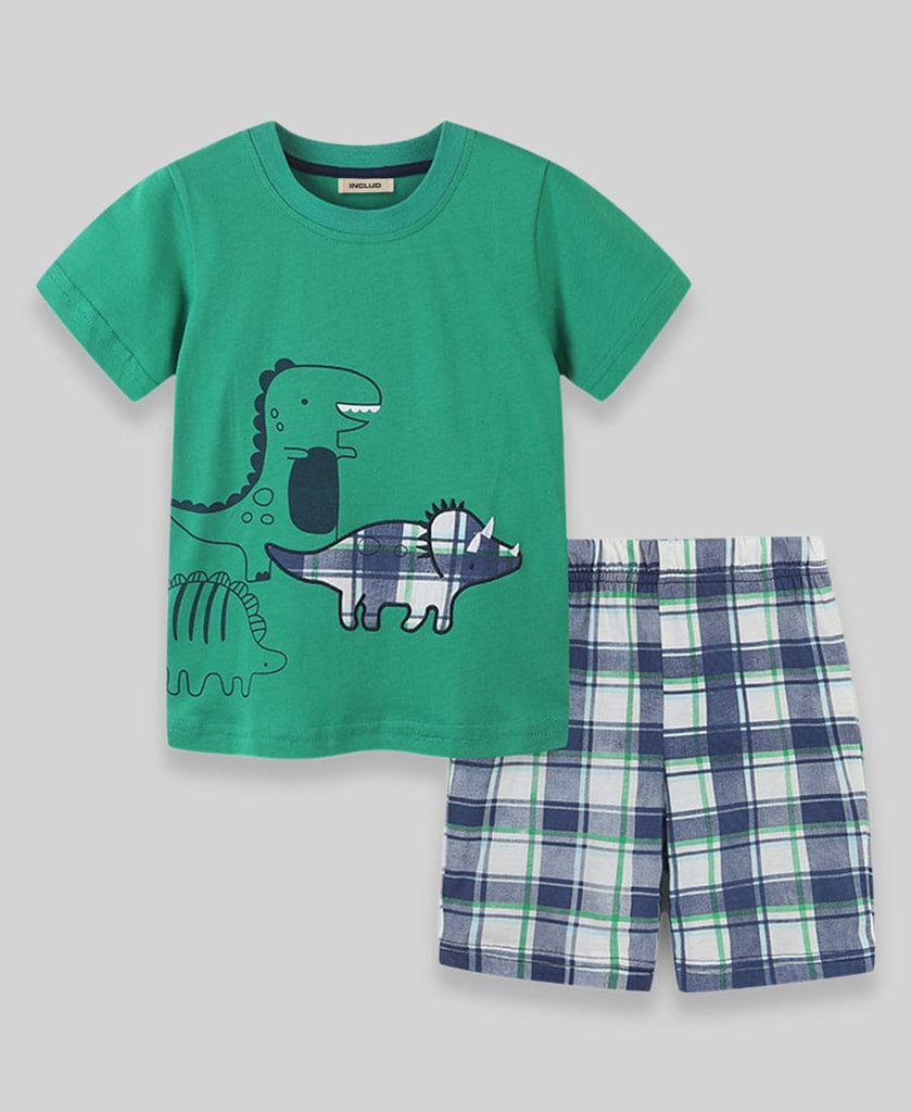 Boys Knitted Two Piece Set with Prints Sets Light Green 2-3 Y 