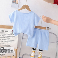 Boys Light Blue Top With Elasticated Shorts Sets