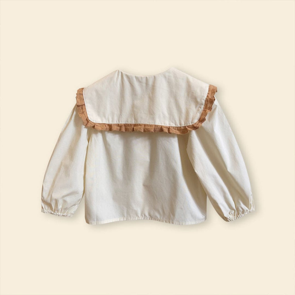 Girls Long Sleeve Peter Pan Collar Top With Skirt Sets   