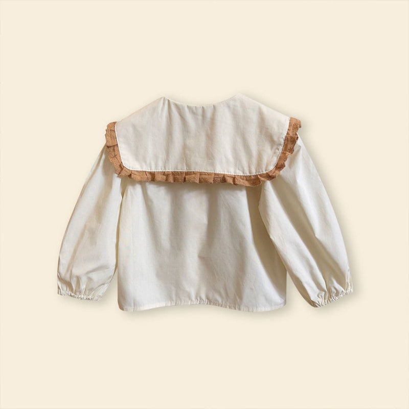 Girls Long Sleeve Peter Pan Collar Top With Skirt Sets   